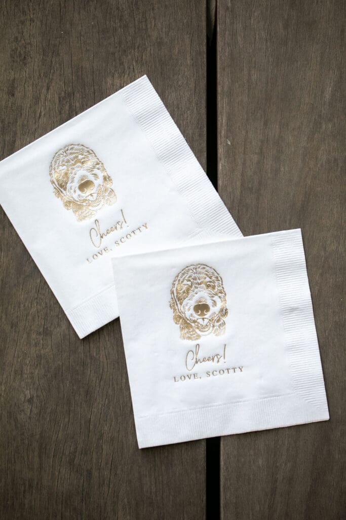 Custom cocktail napkins with dog 