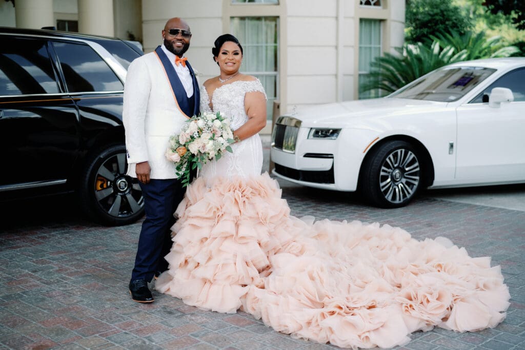 Bride and groom outside The Springs Cypress wedding.