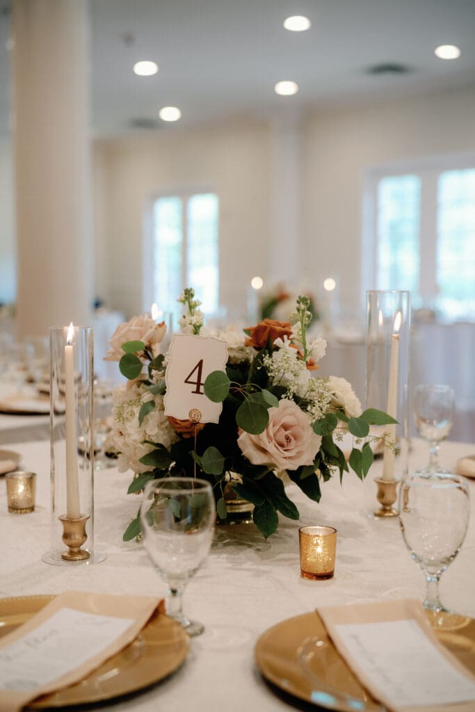 Floral centerpiece at The Springs Cypress wedding.