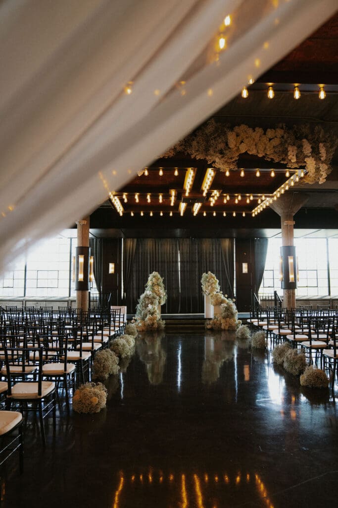 astorian-wedding-modern-floral-ceremony-draping-floral-ceiling-install