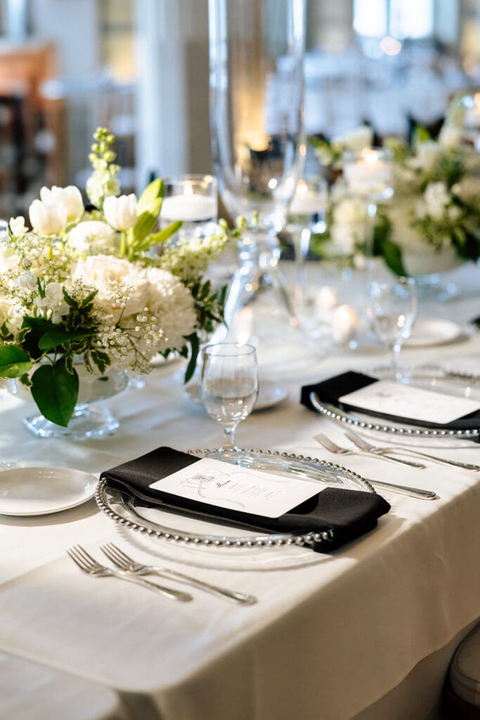 Corinthian-Houston-black-white-wedding-white-green-florals