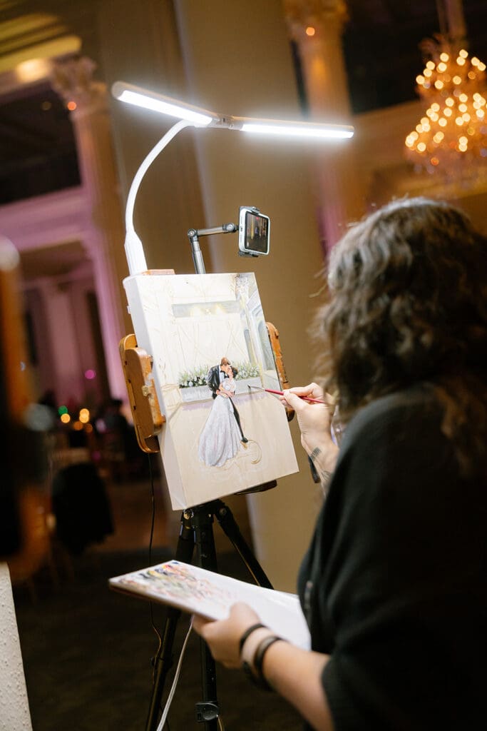 Corinthian-Houston-black-white-wedding-live-painting